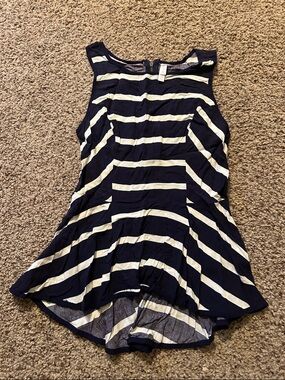 Xhilaration Navy and White Striped Peplum Tank